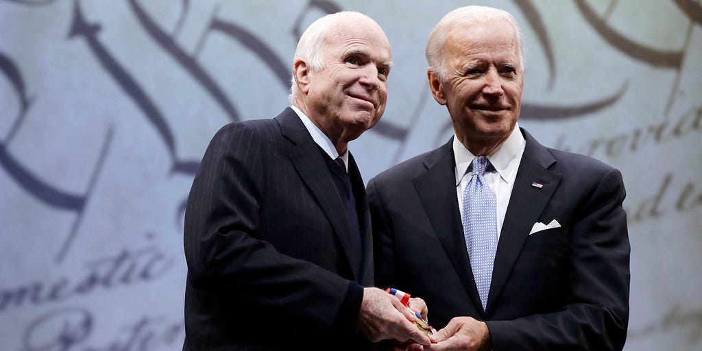 President Joe Biden and Senator John McCain