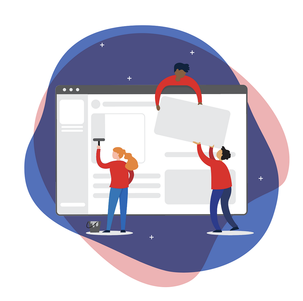 Illustration of people building a website