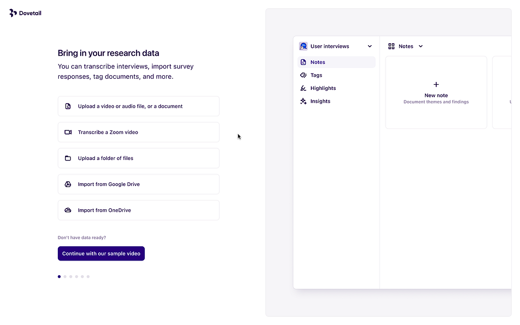 A screenshot of our integrations onboarding