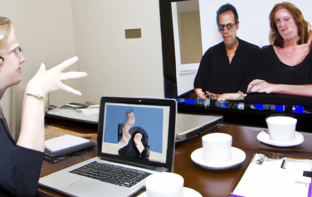 Surreal AI generated image of a remote meeting