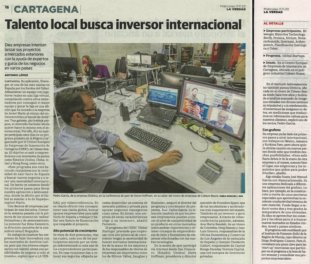 Publicación @Laverdad. Fotografía en Startup Drónica