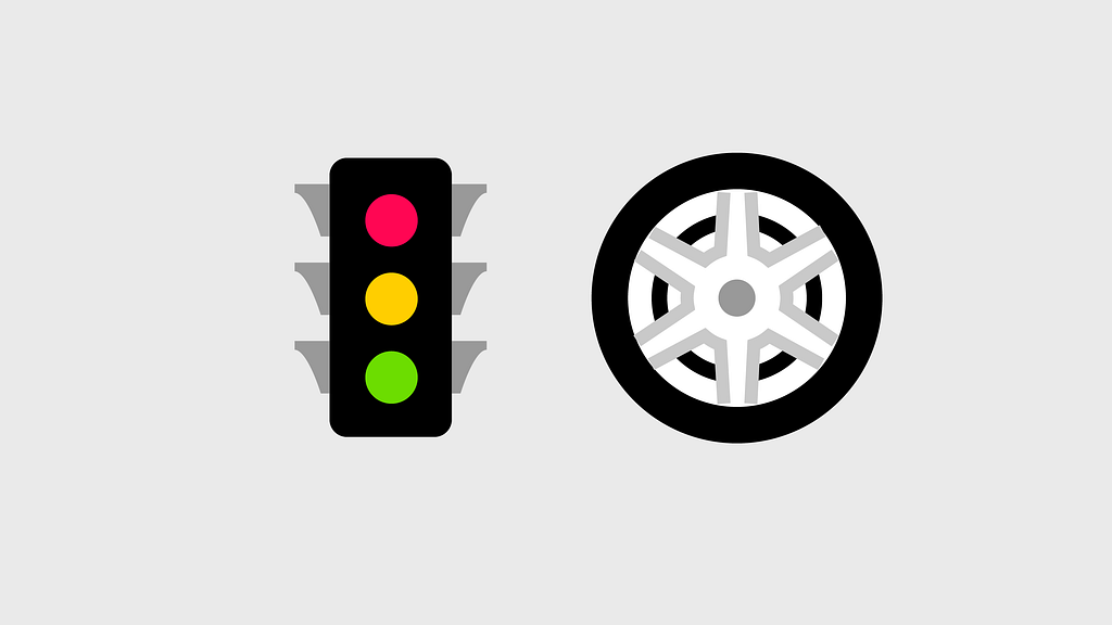 Un semáforo y una rueda para una lección de UX