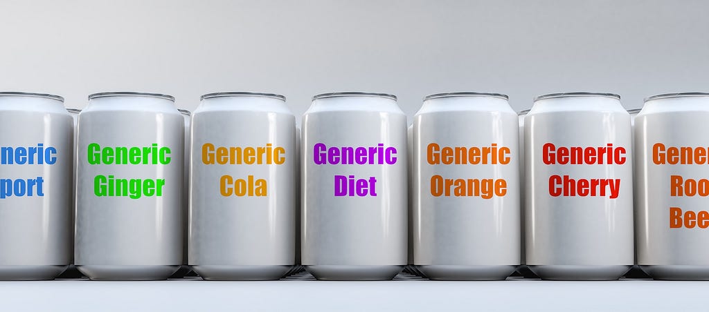 Cans containing various flavors of generic soda. I hope you appreciate that this is the thinnest possible metaphor for this post.