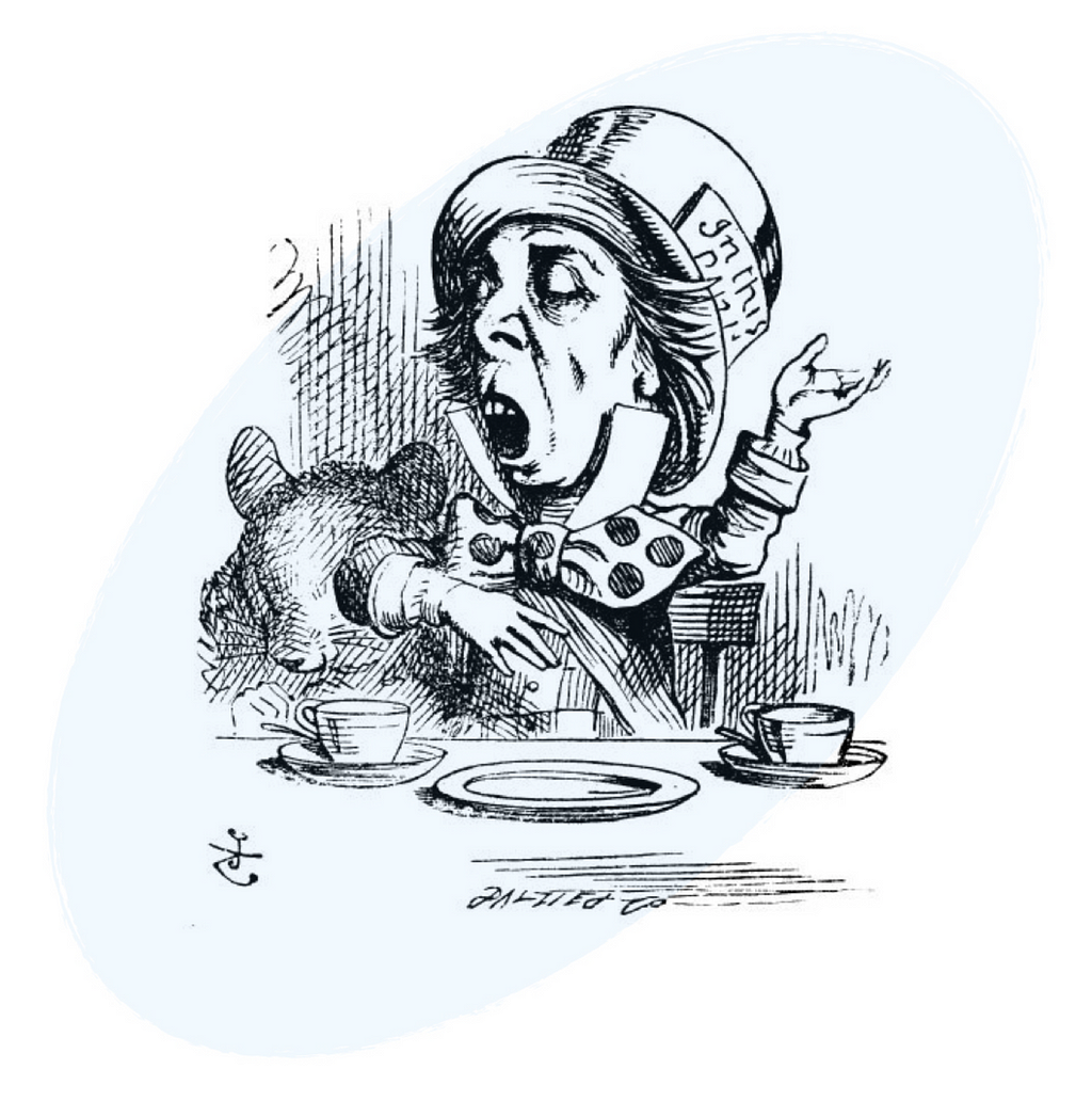 Alice in Wonderland Illustration: Mad Hatter engages in rhetoric