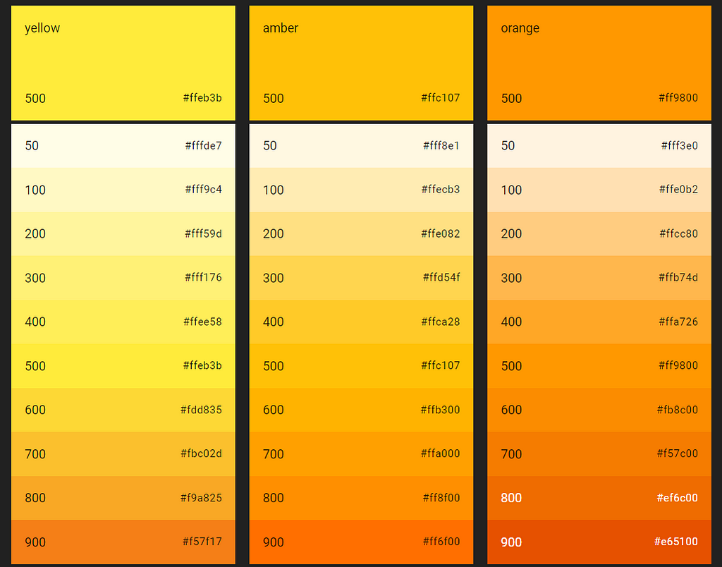reference colour cards