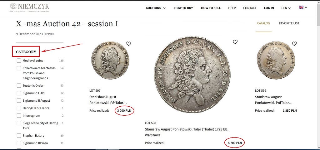 Polish old numismatics site
