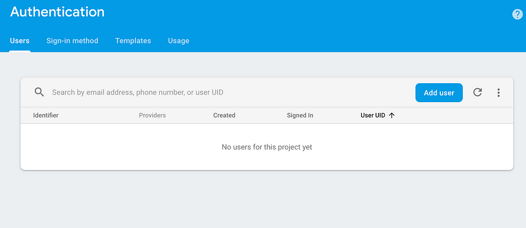 Firebase Add User page