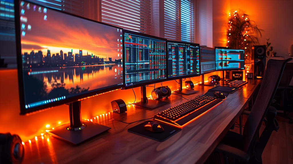 Monitors with trading platforms and charts