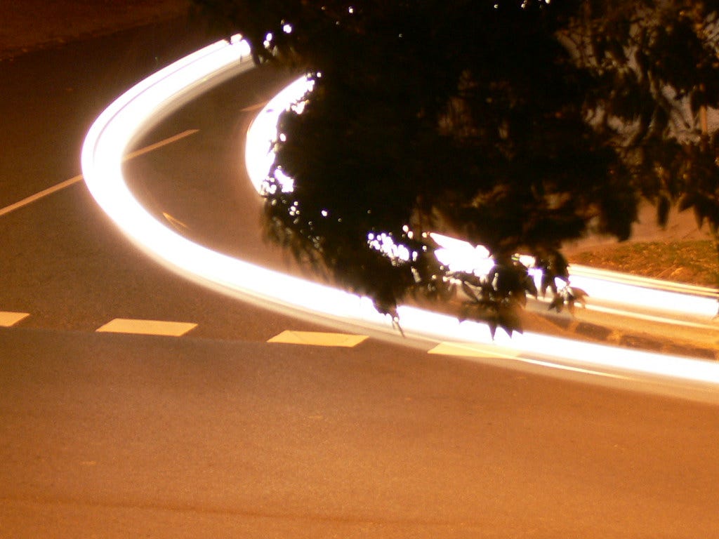 Tracking headlights of a car that turned a corner