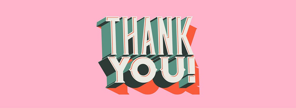A visual divider that says “Thank You” in a fancy western typeface