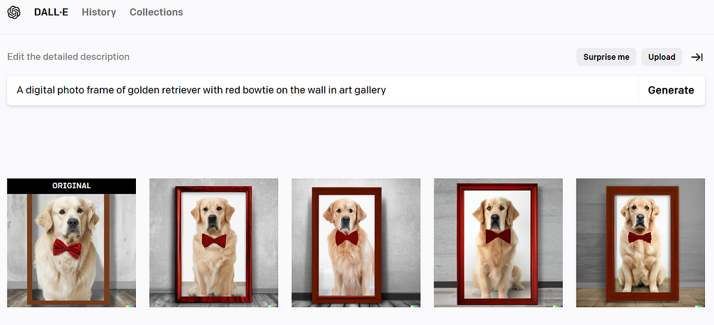 Golden retriever in art gallery