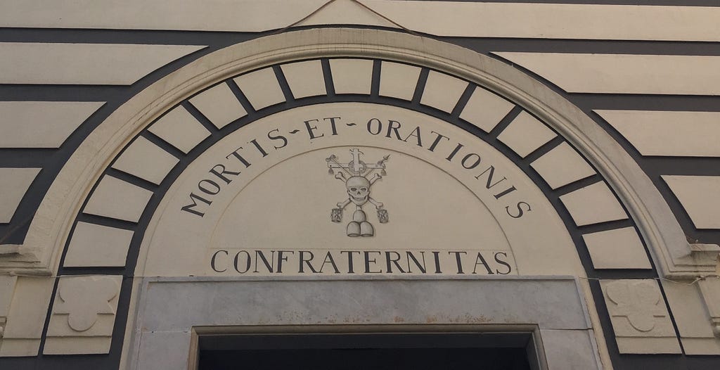 Entrance to the Mortis et Orationis Confraternitas Church, Monterosso, Italy. Source: Author’s archives.