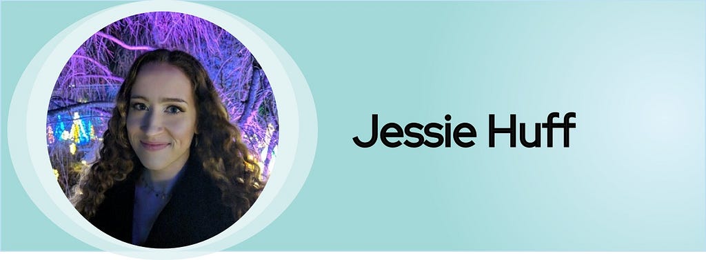 A banner graphic introduces Jessie Huff with her headshot