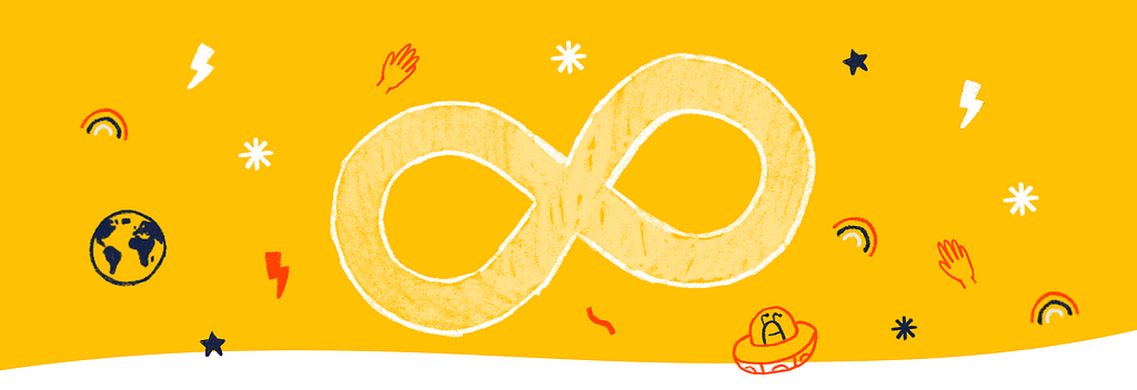 an Illustration of the Infinity symbol on a yellow background