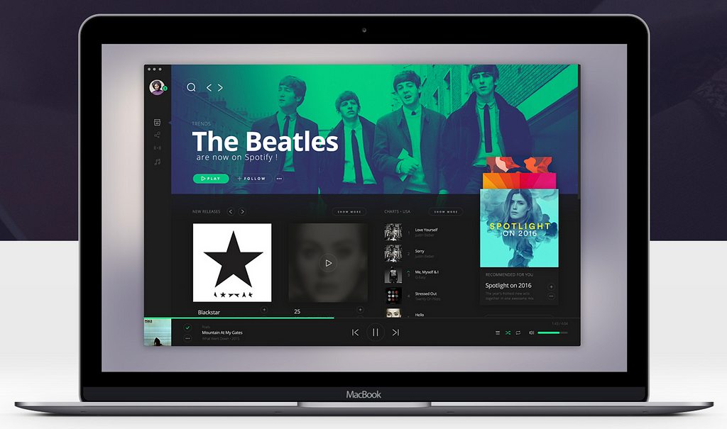 Spotify redesign concept by Clément Goebels