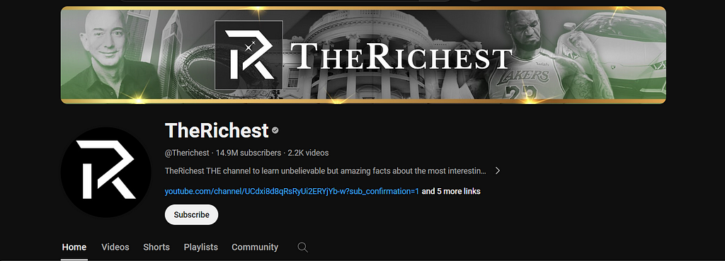 TheRichest YouTube Bio screenshot