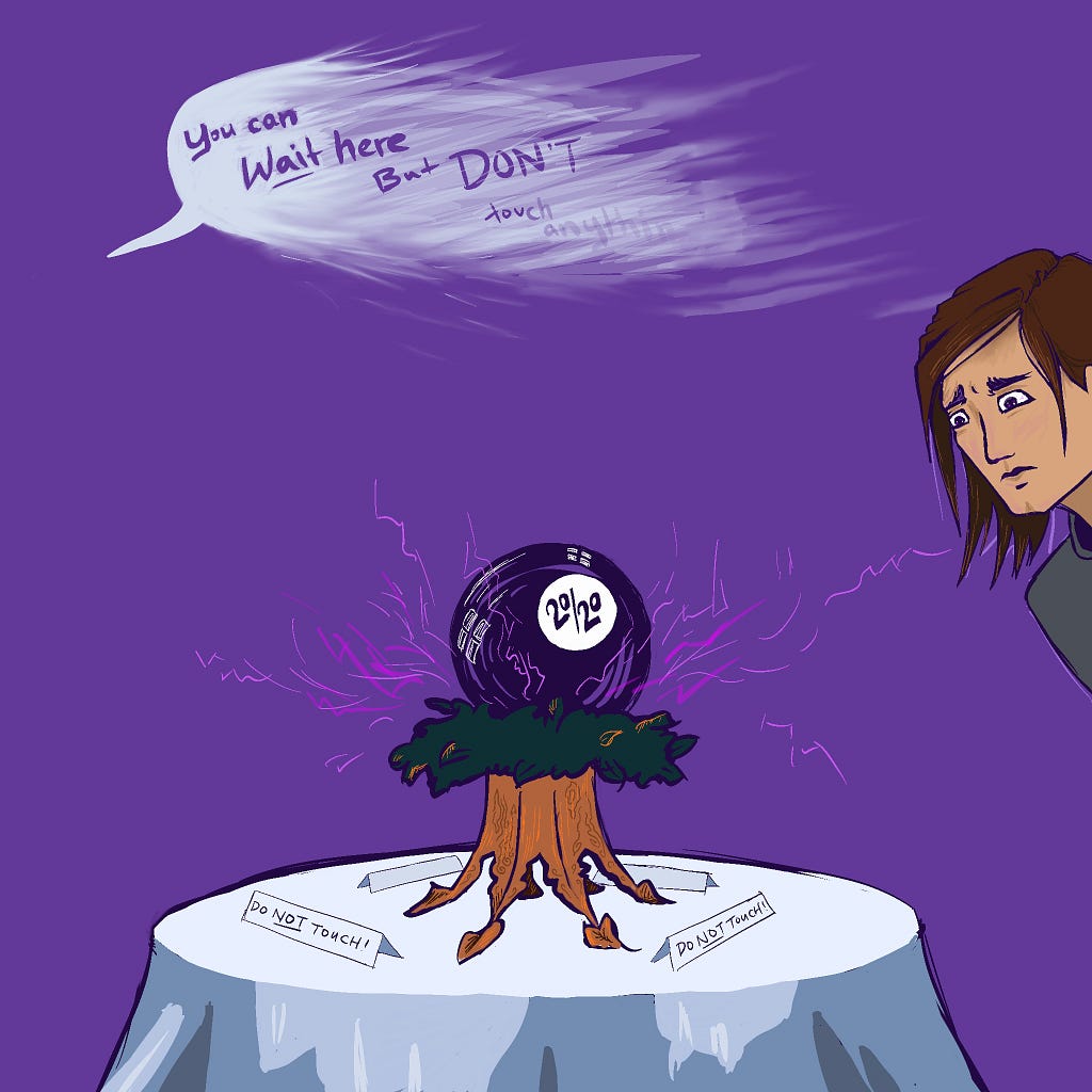 Frieda tells Talako to wait for her in the lobby, but the warning falls on deaf ears as he sees the Magic Ball, still glowing
