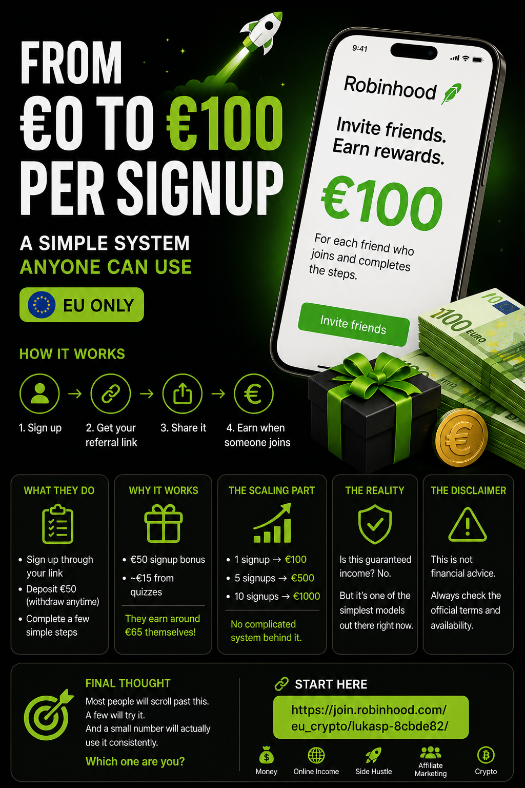  €0 → €100 per signup? Yes, it’s real.
