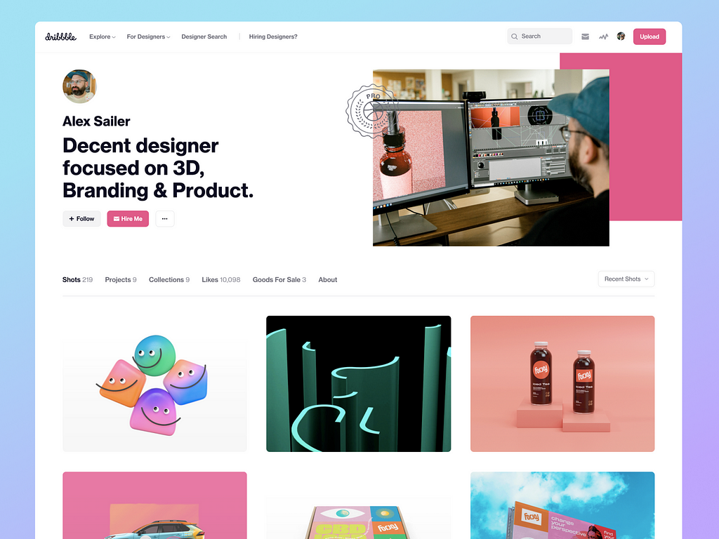 Dribbble profile page