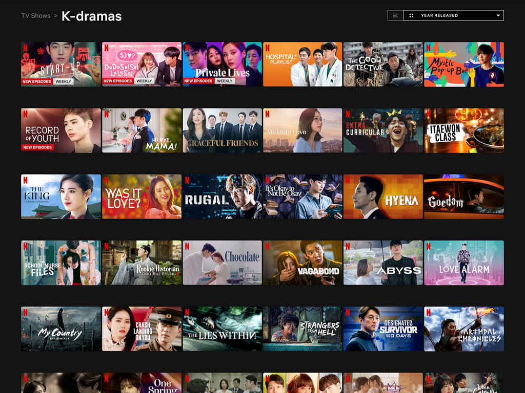 Netflix Korean Drama landing page.