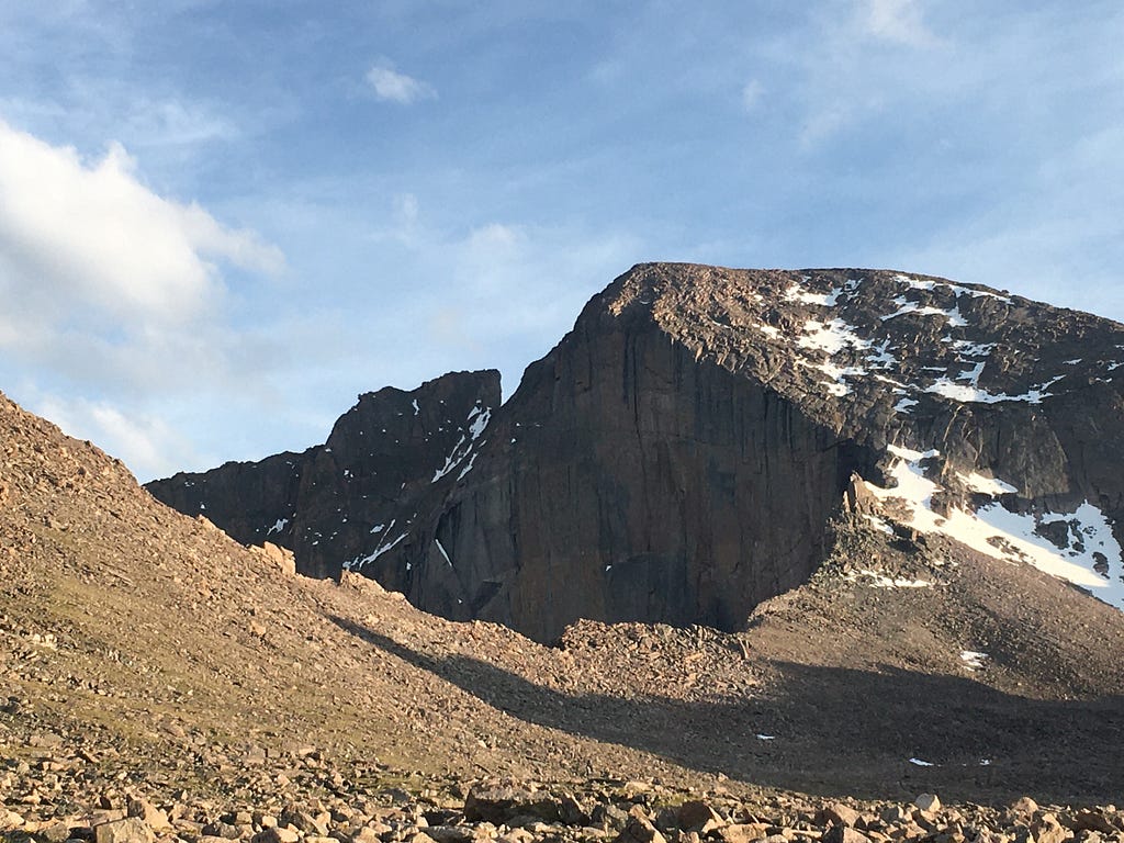 The Diamond East Face Long’s Peak from the Boulder Field