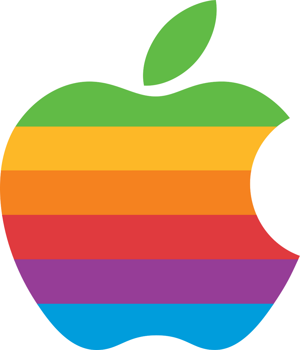 Apple logo with rainbow stripes