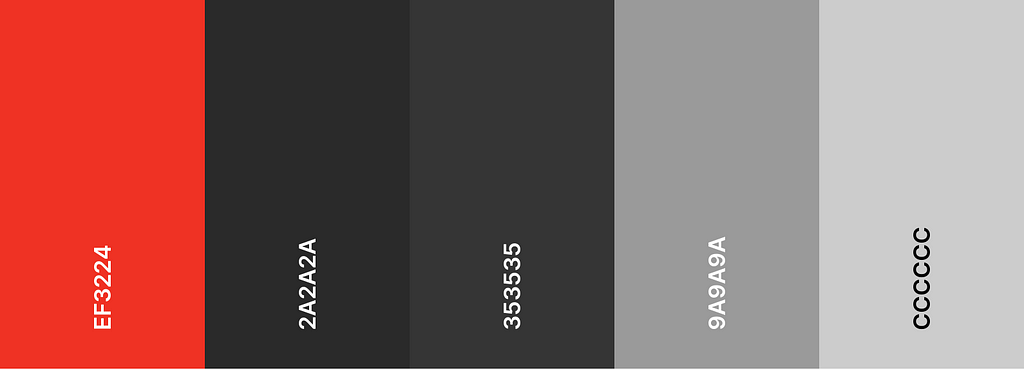 A color palette displaying North Face’s primary Palette