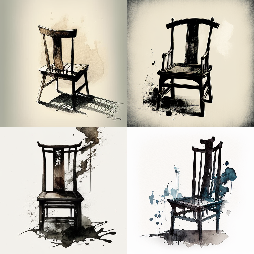 chairs, japanese ink