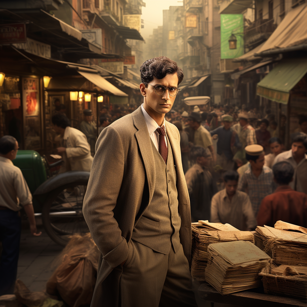 Photorealistic image of a detective solving a mystery case in streets of Kolkata (generated by Midjourney)