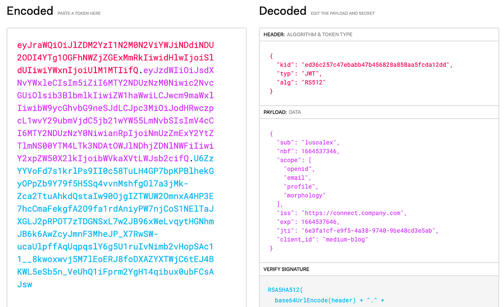 JWT decoded value using https://jwt.io