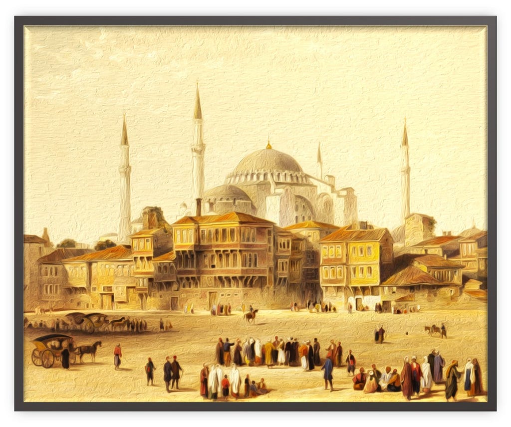 Masterpiece of the history of architecture. This is an oil painting of “Hagia Sophia” From Zinnat Banlis Collection. By Zinnat Banli