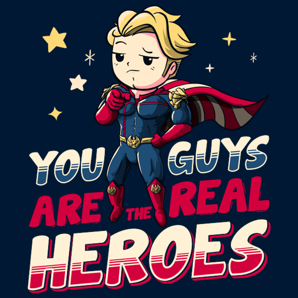 Personagem All Might com a frase: Vocês são os verdadeiros heróis.