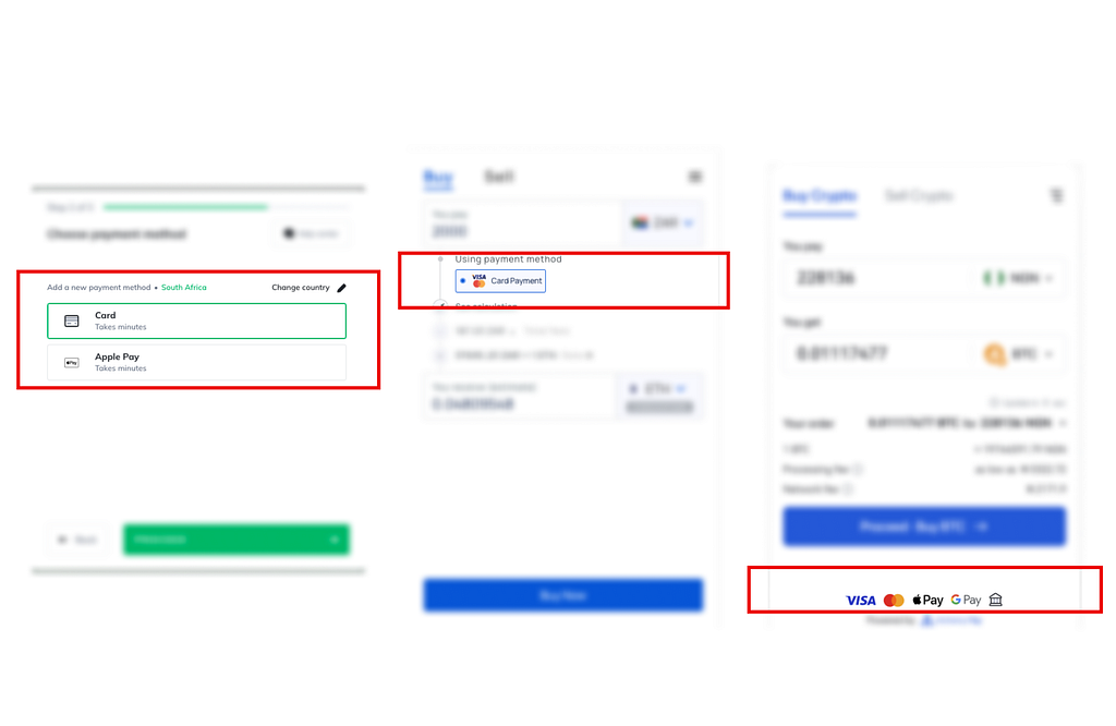 Snapshots of accepted payment methods of competitors