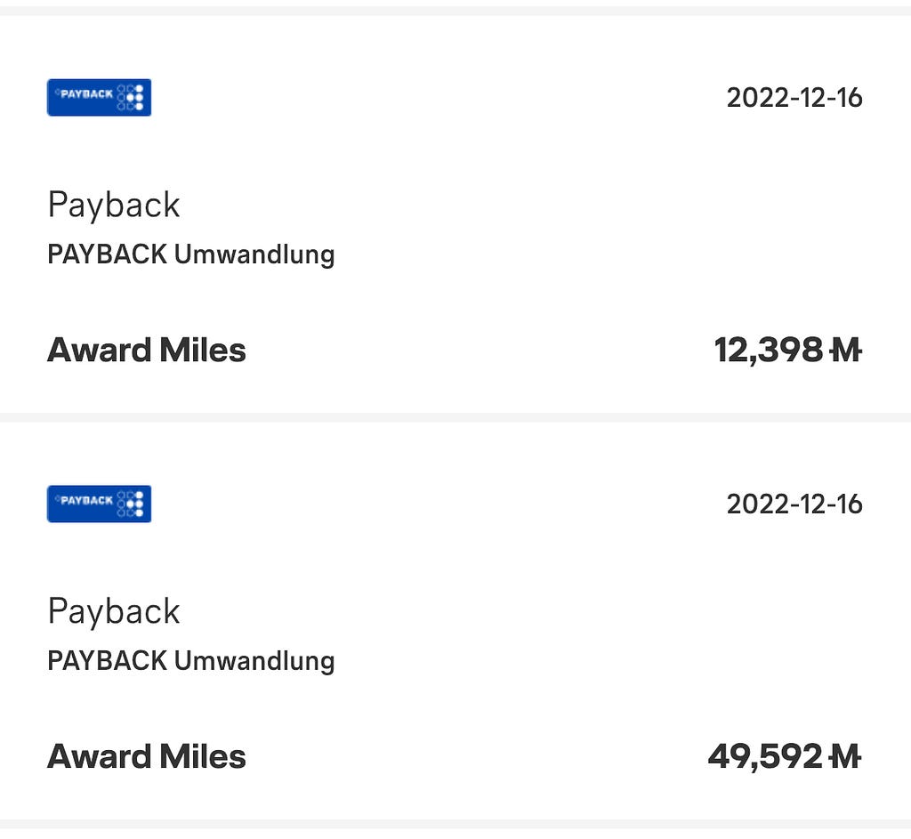 Redeem Payback points for Miles&More award miles