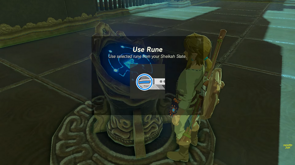 Screen-grab from Legend of Zelda: Breath of the Wild where the game is explaining how to use Runes