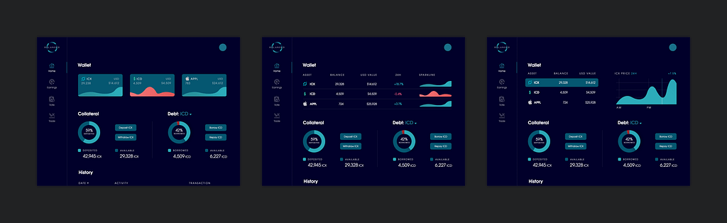 3 early variations of the Balanced home page.