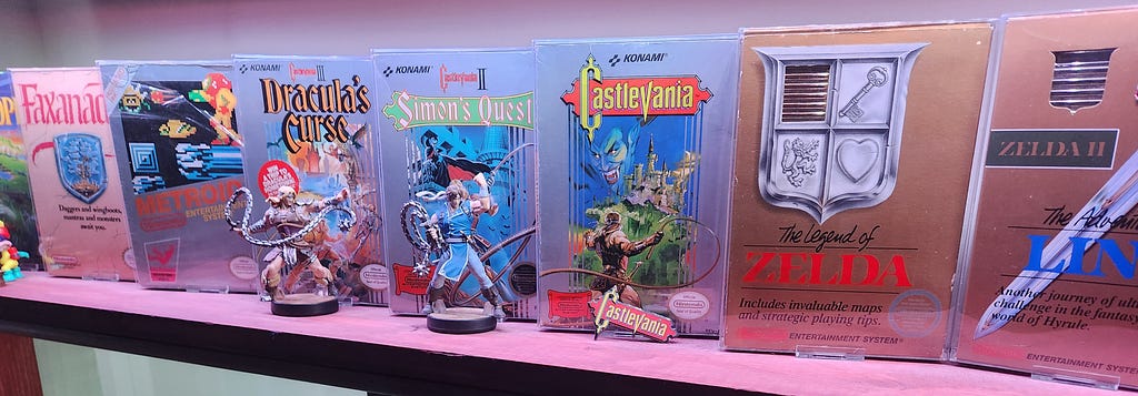 The Legend of Zelda, Castlevania, Metroid, Faxanadu, and StarTropics for the NES.