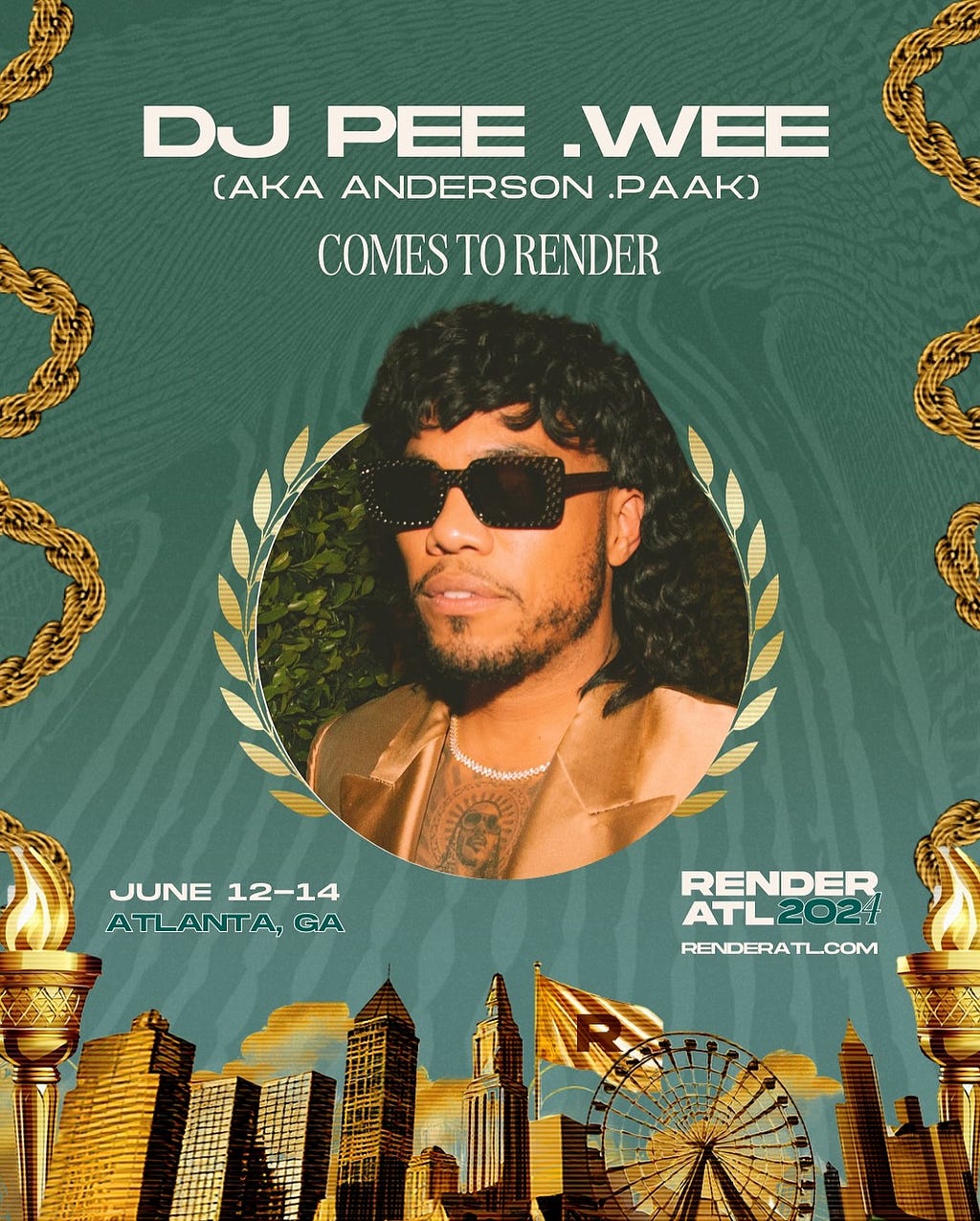 An event flyer featuring Anderson . Paak as his DJ persona.