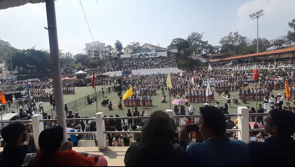 Groups of dancers gathered for a group dance