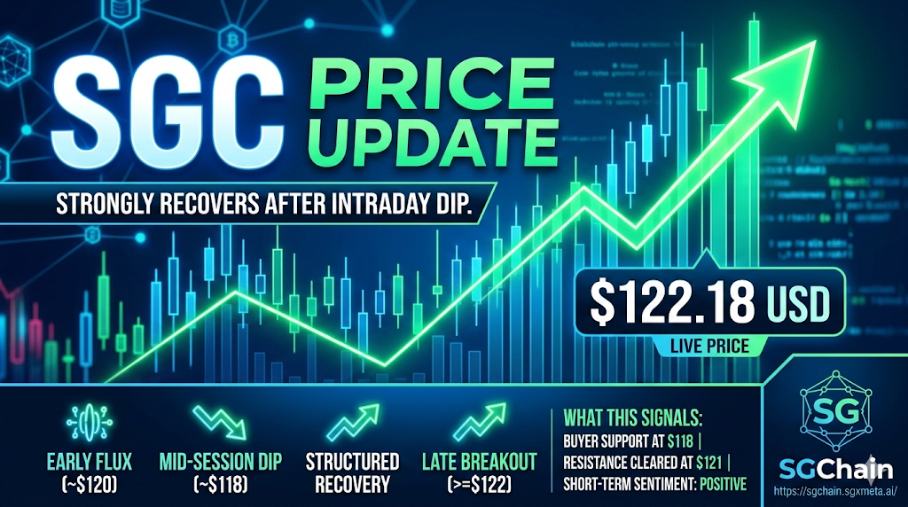 SGChain (SGC) Price Update: Climbs to $122.18 After Intraday Recovery
