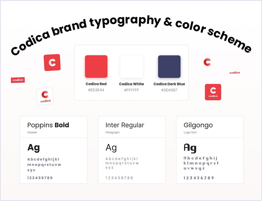 Codica brand typography and color scheme