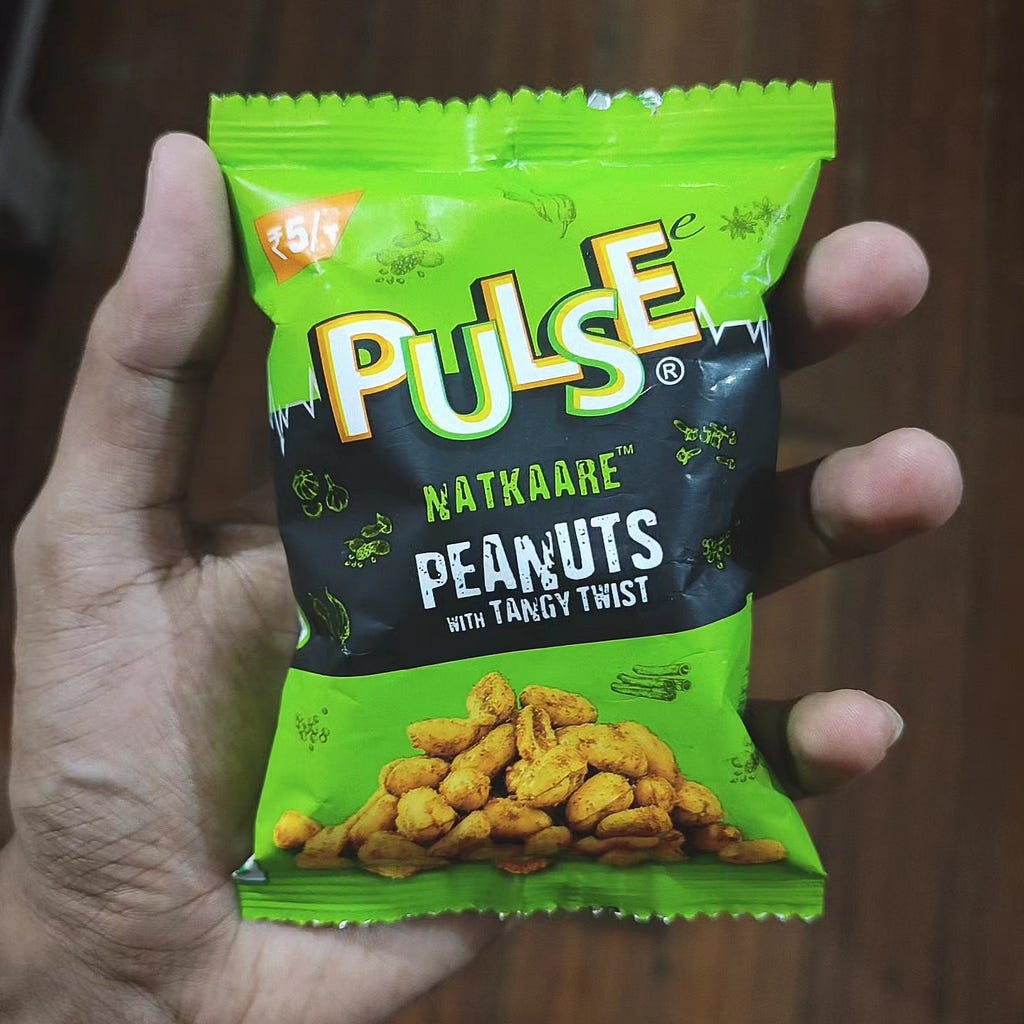 Pulse peanuts packagaging shot by author….