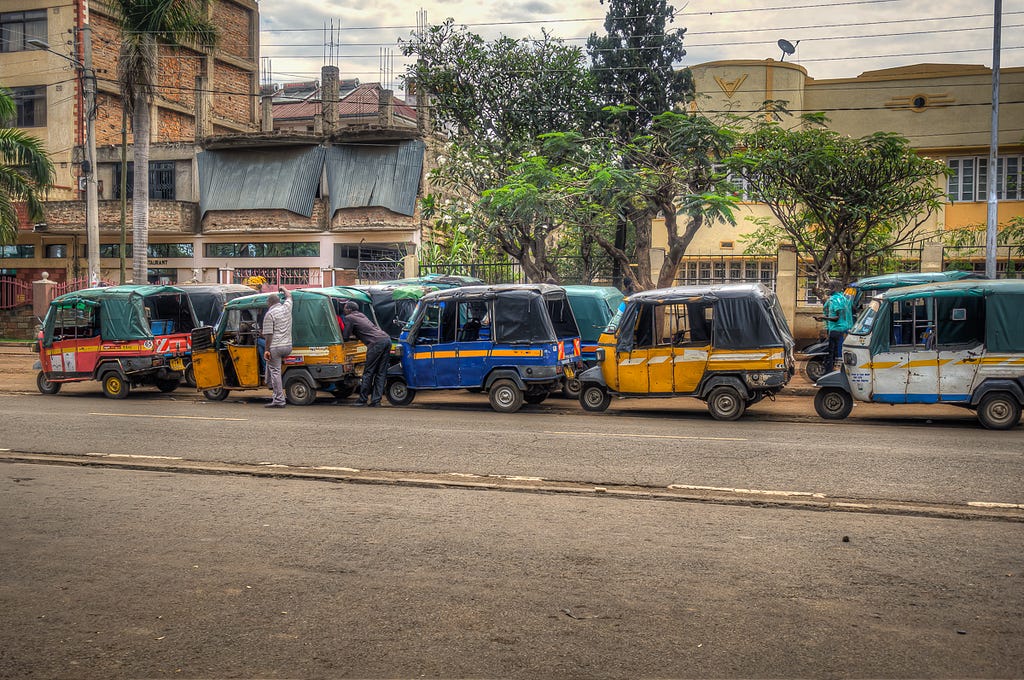 A line of Tuk Tuks.