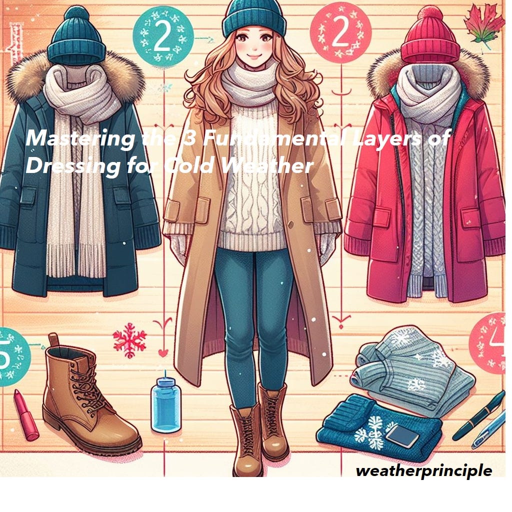 What are the 3 basic layers of dressing for cold weather?