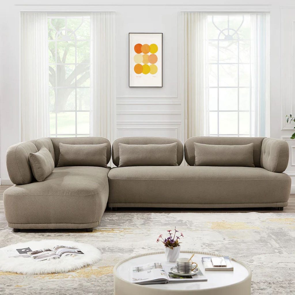 Richmond Left Facing Chaise Sectional Sofa — Mocha Boucle