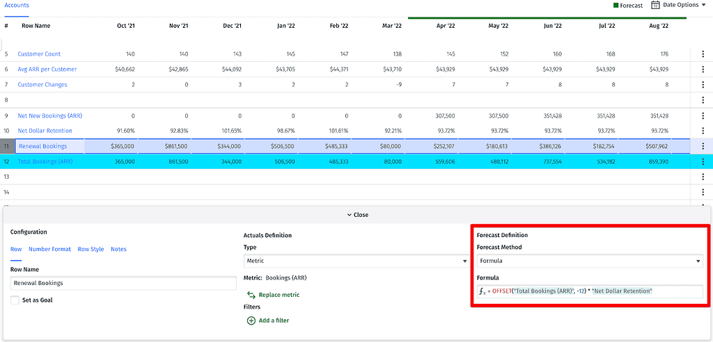 Mosaic Topline Planner walkthrough — renewal bookings forecast