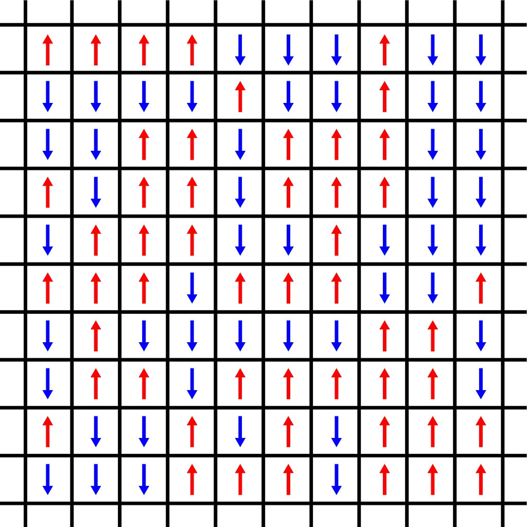 10 by 10 2D Ising model with random spins