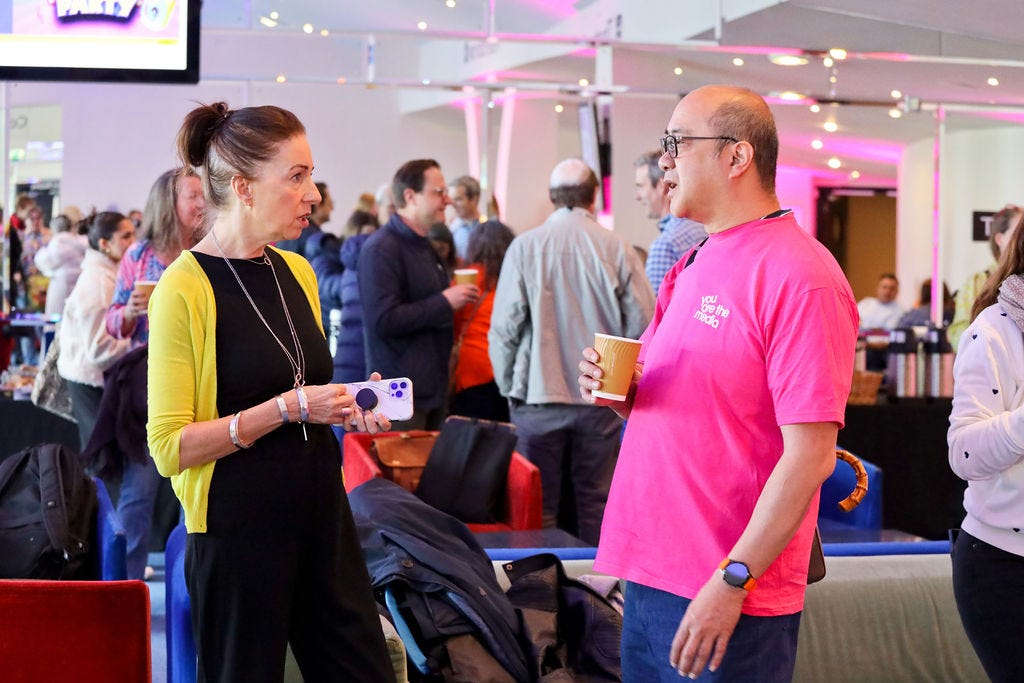 Sarah Townend and Gordon Fong chatting