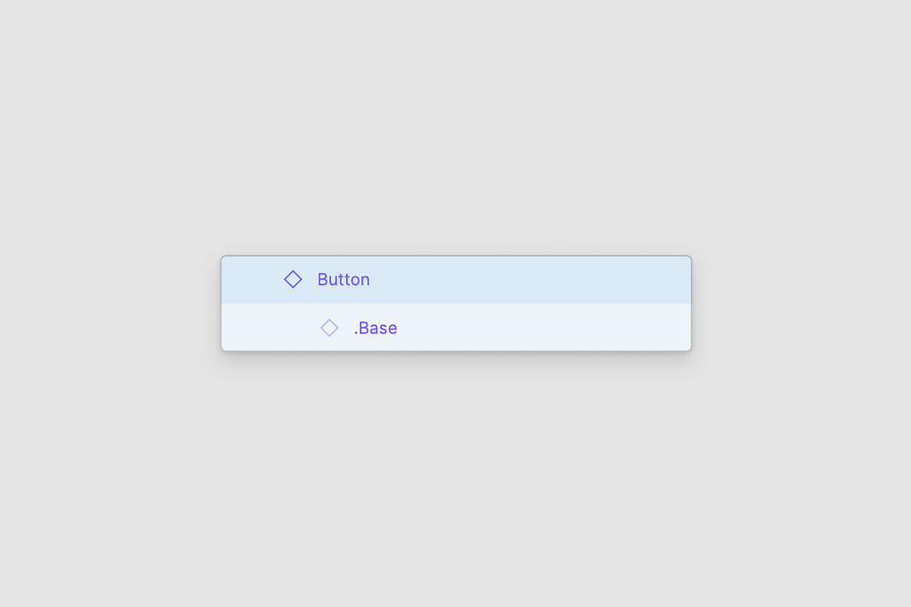 Layers in Figma UI showing the subcomponent for Button called “.Base”