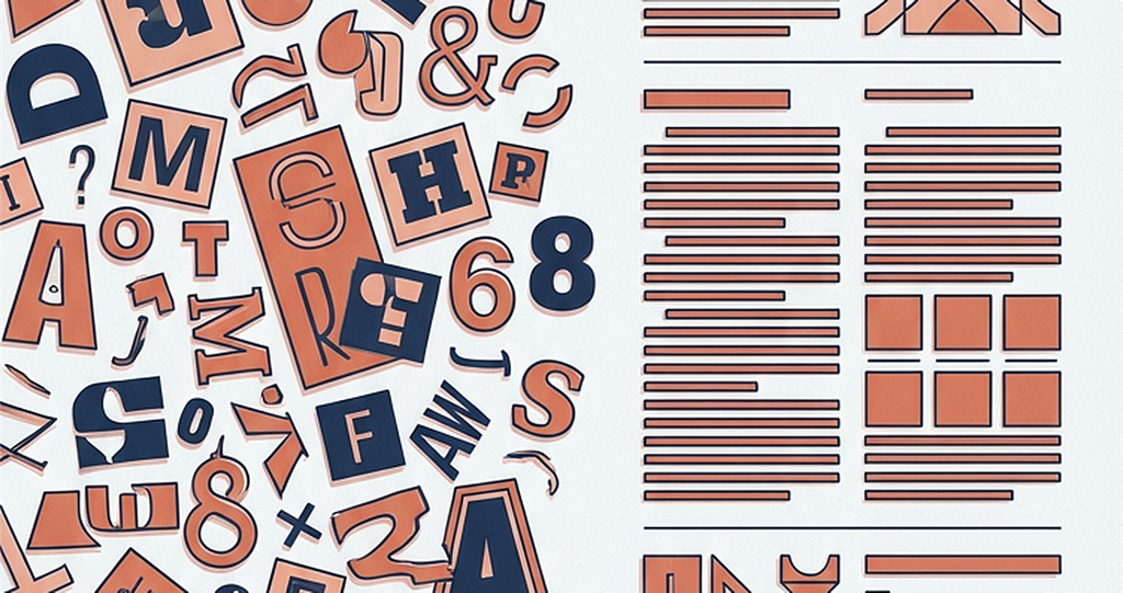 Illustration split in two: the left side shows jumbled, mismatched typography in disarray; the right side shows the same elements resolved into a clean, orderly grid layout.